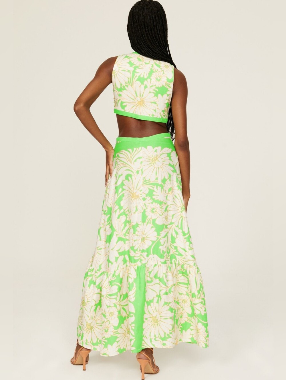 Sandro Ludmila Lime Green and White Floral Cutout Dress Size 36/Small - Picture 2 of 8